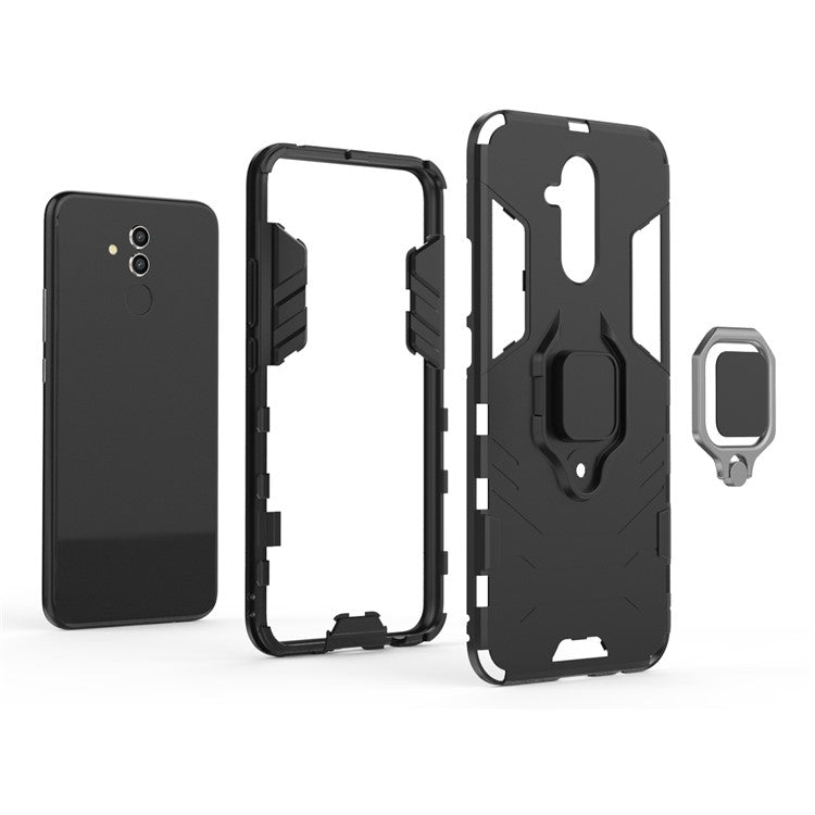 TPU + PC Hybrid Casing with Finger Ring Kickstand for Huawei Mate 20 Lite - Black