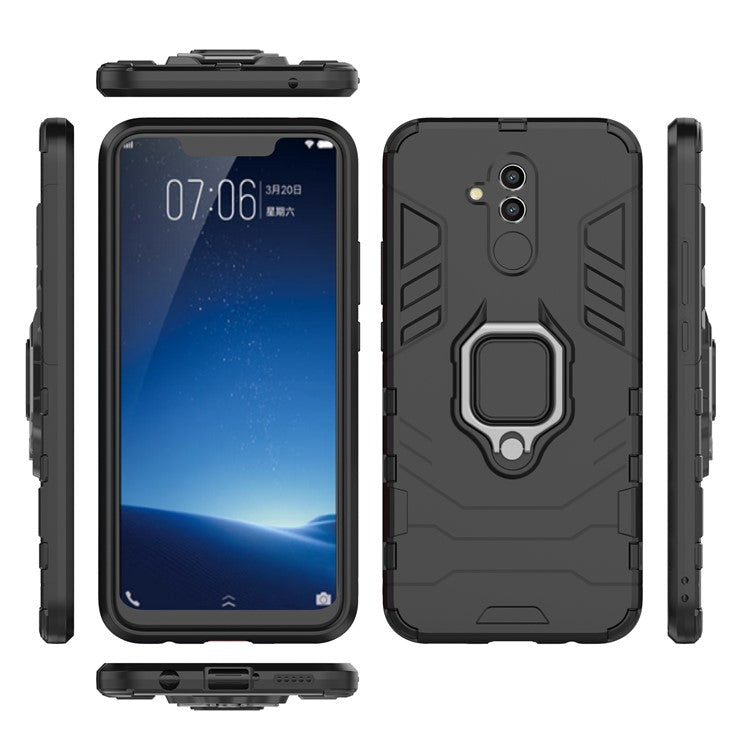 TPU + PC Hybrid Casing with Finger Ring Kickstand for Huawei Mate 20 Lite - Black