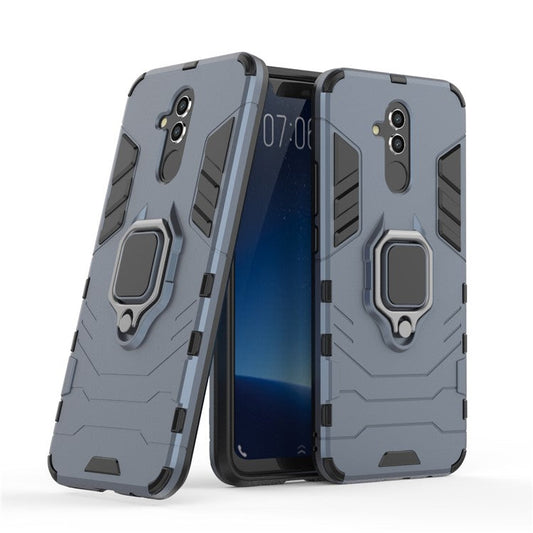 TPU + PC Hybrid Case with Finger Ring Kickstand for Huawei Mate 20 Lite - Blue