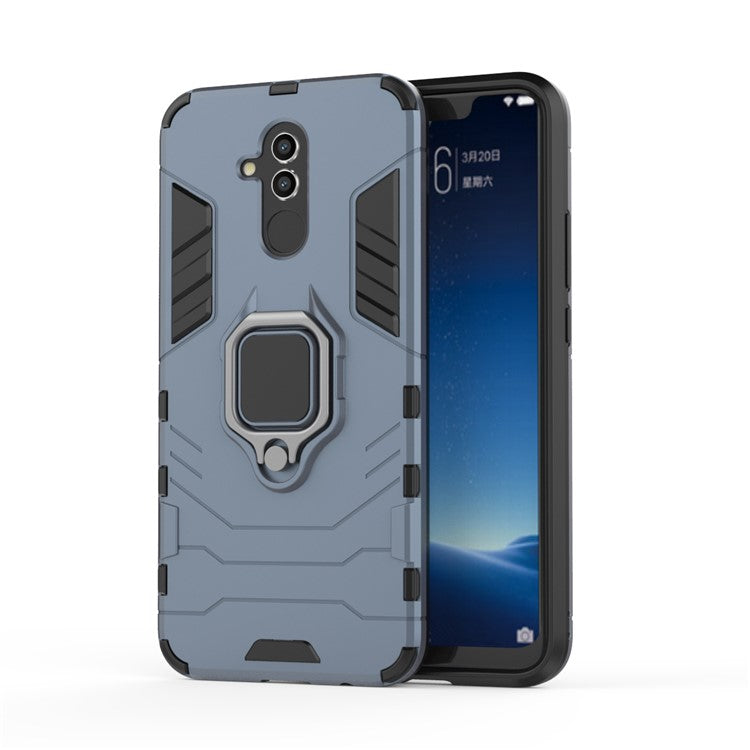 TPU + PC Hybrid Case with Finger Ring Kickstand for Huawei Mate 20 Lite - Blue