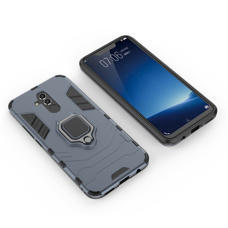 TPU + PC Hybrid Case with Finger Ring Kickstand for Huawei Mate 20 Lite - Blue