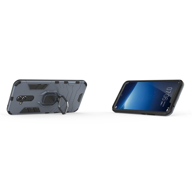 TPU + PC Hybrid Case with Finger Ring Kickstand for Huawei Mate 20 Lite - Blue