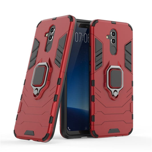 TPU + PC Hybrid Cover with Finger Ring Kickstand for Huawei Mate 20 Lite - Red