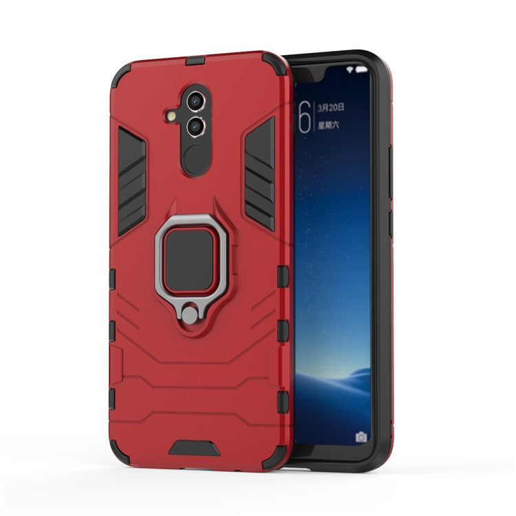 TPU + PC Hybrid Cover with Finger Ring Kickstand for Huawei Mate 20 Lite - Red