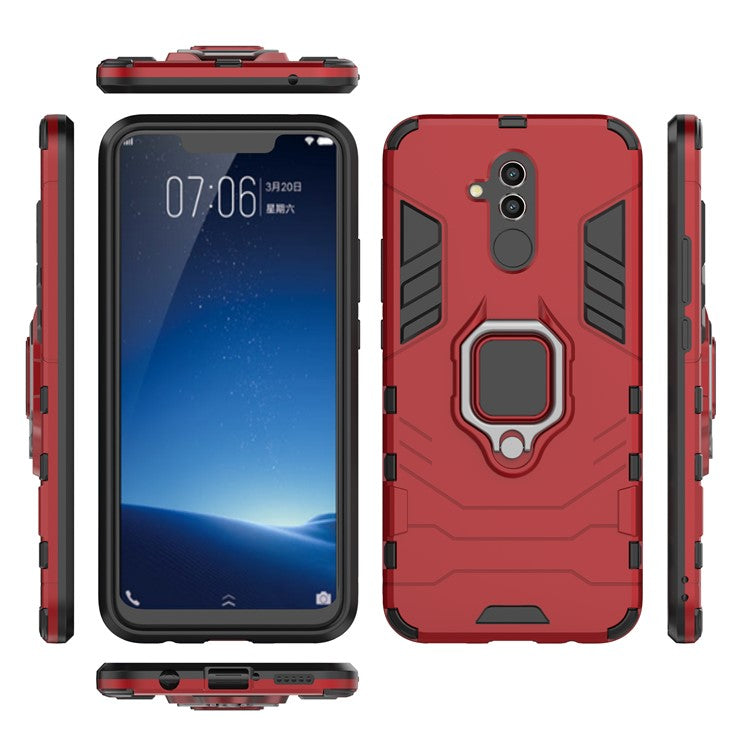 TPU + PC Hybrid Cover with Finger Ring Kickstand for Huawei Mate 20 Lite - Red