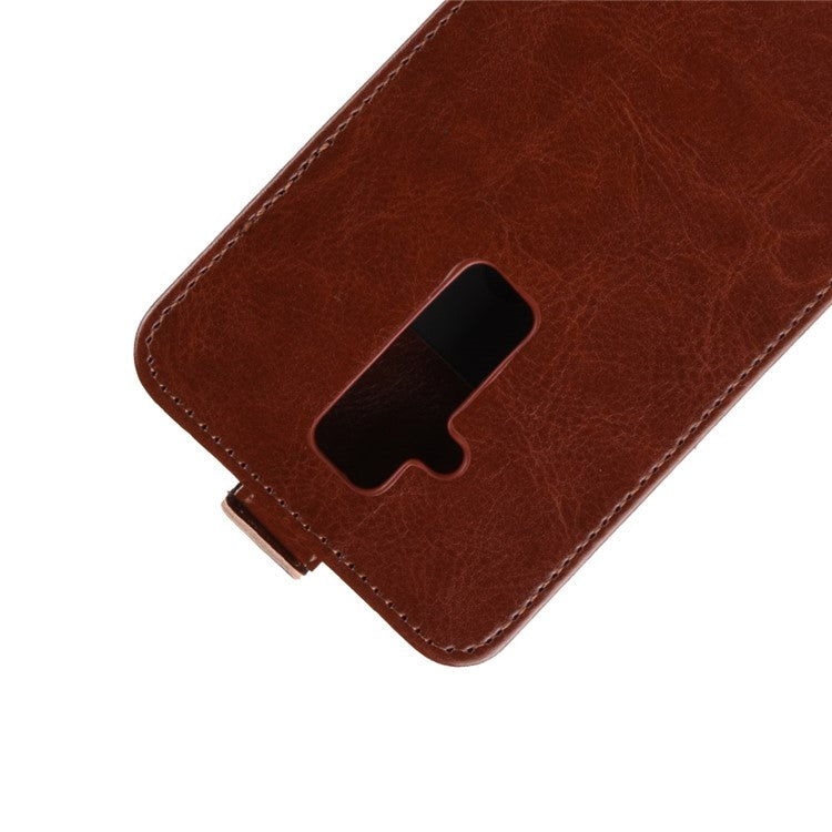 Crazy Horse Texture Vertical Flip Card Holder Leather Shell for Huawei Mate 20 Lite - Brown
