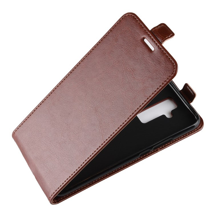 Crazy Horse Texture Vertical Flip Card Holder Leather Shell for Huawei Mate 20 Lite - Brown