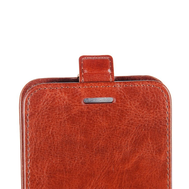 Crazy Horse Texture Vertical Flip Card Holder Leather Shell for Huawei Mate 20 Lite - Brown