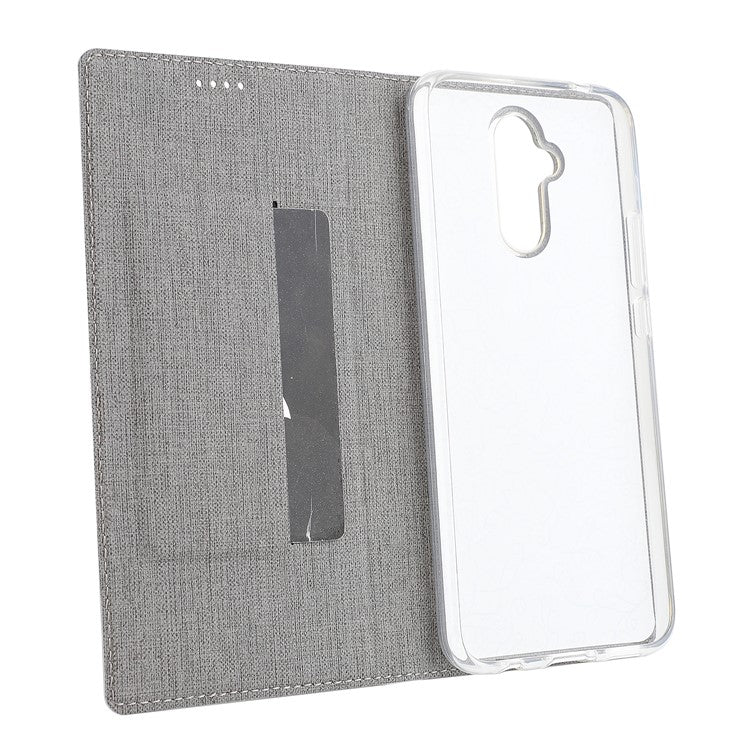 VILI DMX Cross Texture Stand Leather Phone Cover for Huawei Mate 20 Lite / Maimang 7 - Grey