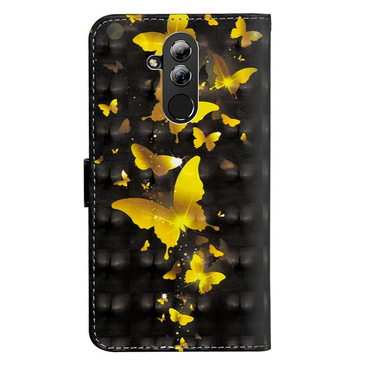 Pattern Printing Leather Wallet Cover for Huawei Mate 20 Lite - Butterfly Pattern
