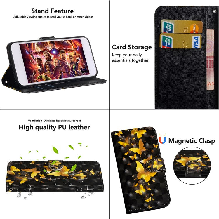 Pattern Printing Leather Wallet Cover for Huawei Mate 20 Lite - Butterfly Pattern