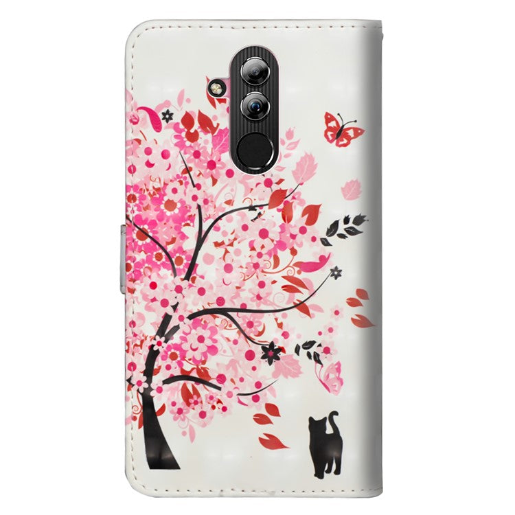 Pattern Printing Magnetic Leather Stand Cover for Huawei Mate 20 Lite - Flowered Tree