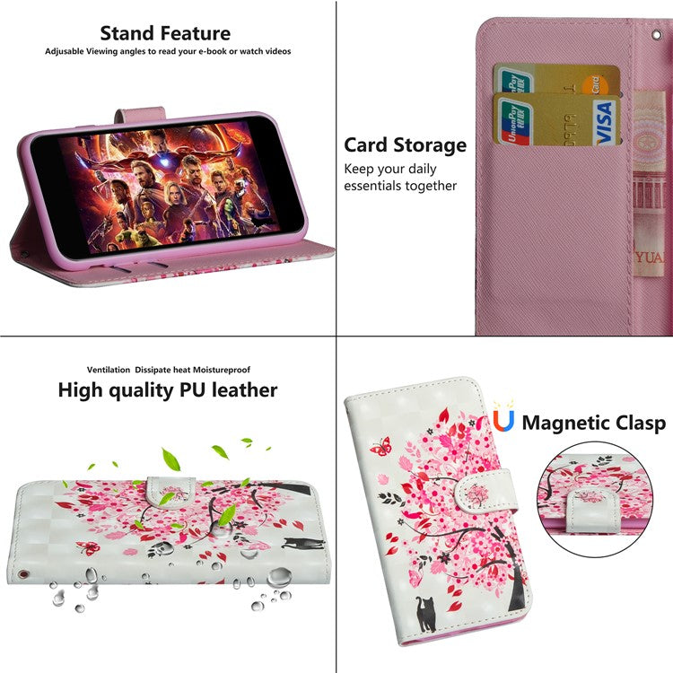 Pattern Printing Magnetic Leather Stand Cover for Huawei Mate 20 Lite - Flowered Tree