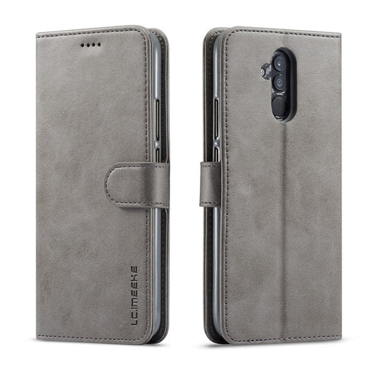 LC.IMEEKE Wallet Leather Stand Cover for Huawei Mate 20 Lite - Grey
