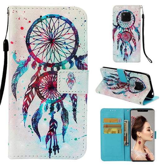 Pattern Printing Leather Magnetic Stand Case for Huawei Mate 20 Pro - Colorful Dream Catcher