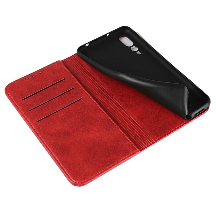 Auto-absorbed Leather Wallet Mobile Phone Cover for Huawei P20 Pro Strong Magnet Phone Case - Red
