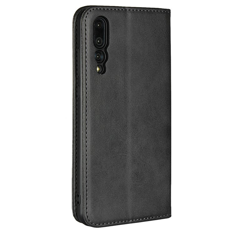 Auto-absorbed Leather Wallet Mobile Phone Cover for Huawei P20 Pro Strong Magnet Phone Case - Black