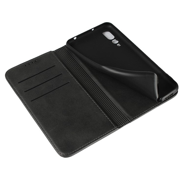 Auto-absorbed Leather Wallet Mobile Phone Cover for Huawei P20 Pro Strong Magnet Phone Case - Black