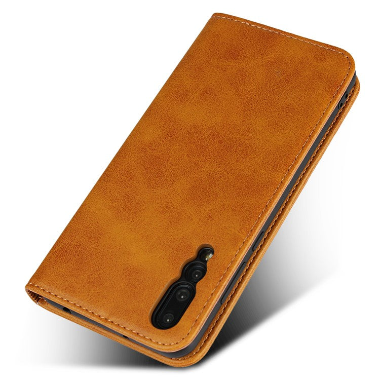 Auto-absorbed Leather Wallet Mobile Phone Cover for Huawei P20 Pro Strong Magnet Phone Case - Brown