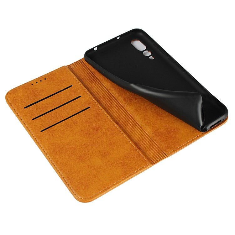 Auto-absorbed Leather Wallet Mobile Phone Cover for Huawei P20 Pro Strong Magnet Phone Case - Brown