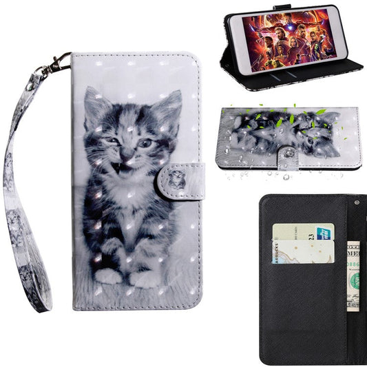 Patterned Leather Flip Case [Light Spot Decor] for Huawei Y5 (2018)/Y5 Prime (2018)/Honor 7s/Play 7 - Cat