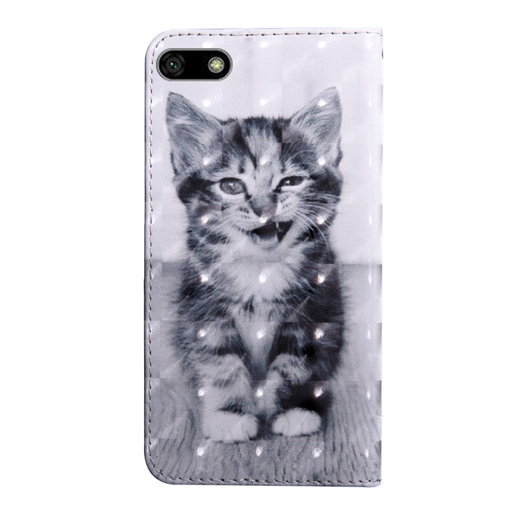 Patterned Leather Flip Case [Light Spot Decor] for Huawei Y5 (2018)/Y5 Prime (2018)/Honor 7s/Play 7 - Cat