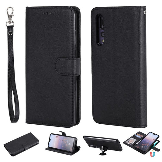 Magnetic KT Leather Series-3 Detachable 2-in-1 Wallet Leather Case for Huawei P20 Pro - Black