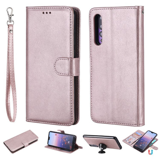 Magnetic KT Leather Series-3 Detachable 2-in-1 Wallet Leather Casing for Huawei P20 Pro - Rose Gold