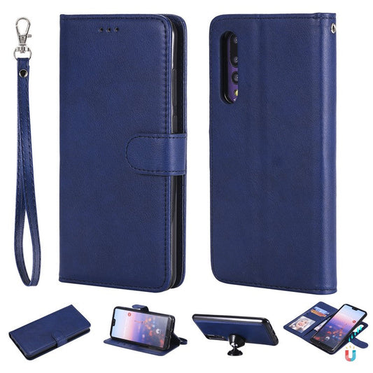 Magnetic KT Leather Series-3 Detachable 2-in-1 Stand Leather Mobile Cover for Huawei P20 Pro - Blue