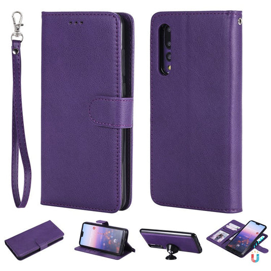Magnetic KT Leather Series-3 Detachable 2-in-1 Stand Leather Phone Shell for Huawei P20 Pro - Purple