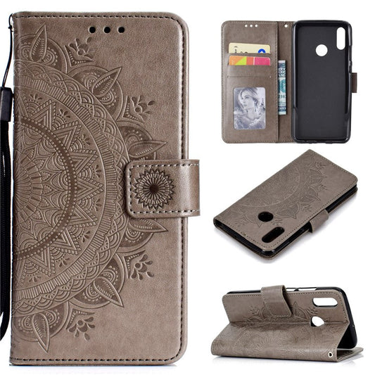 Imprinted Mandala Pattern Wallet Leather Mobile Case for Huawei Honor 8X / Honor View 10 Lite - Grey
