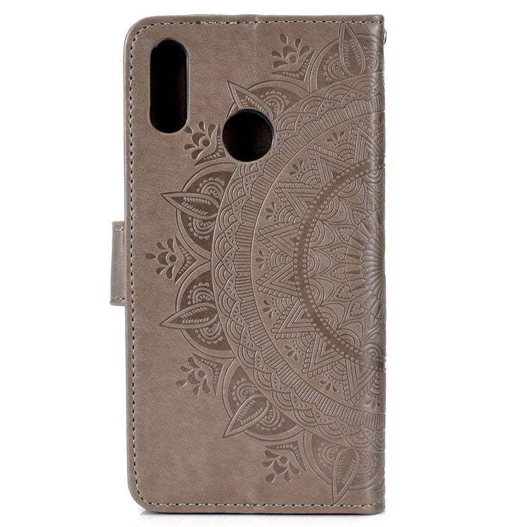 Imprinted Mandala Pattern Wallet Leather Mobile Case for Huawei Honor 8X / Honor View 10 Lite - Grey