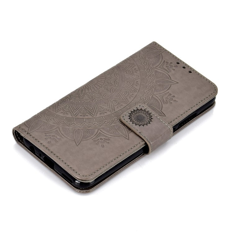 Imprinted Mandala Pattern Wallet Leather Mobile Case for Huawei Honor 8X / Honor View 10 Lite - Grey