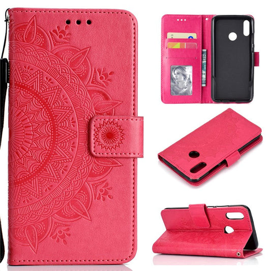 Imprinted Mandala Pattern Wallet Leather Mobile Cover for Huawei Honor 8X / Honor View 10 Lite - Rose