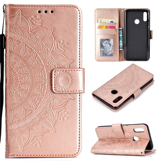 Imprinted Mandala Pattern Wallet Leather Mobile Shell for Huawei Honor 8X / Honor View 10 Lite - Rose Gold