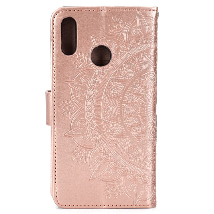 Imprinted Mandala Pattern Wallet Leather Mobile Shell for Huawei Honor 8X / Honor View 10 Lite - Rose Gold
