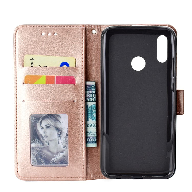 Imprinted Mandala Pattern Wallet Leather Mobile Shell for Huawei Honor 8X / Honor View 10 Lite - Rose Gold