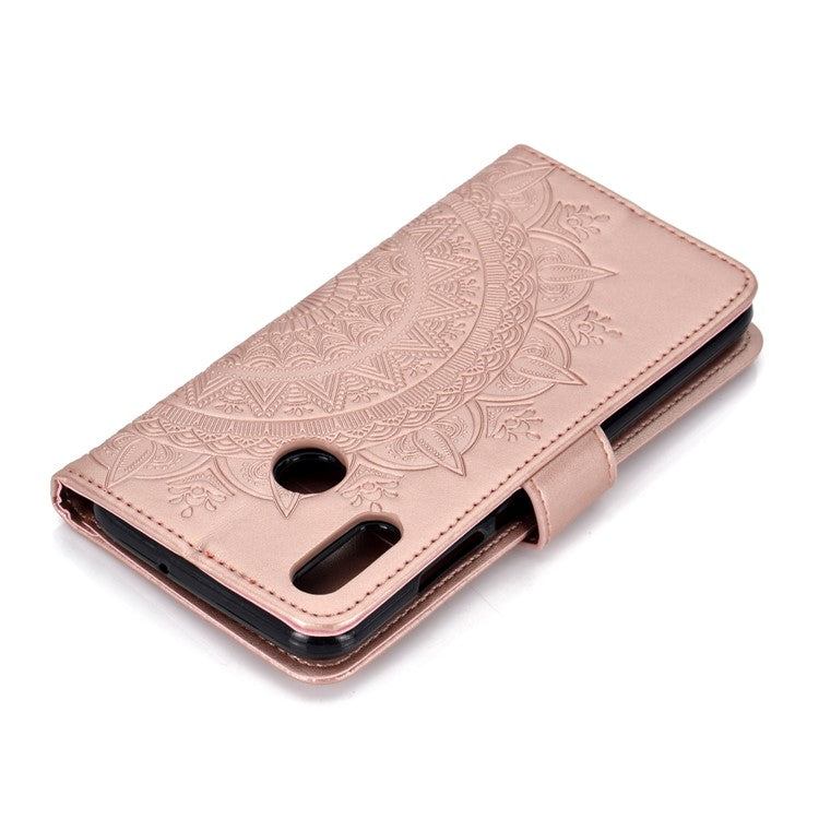 Imprinted Mandala Pattern Wallet Leather Mobile Shell for Huawei Honor 8X / Honor View 10 Lite - Rose Gold