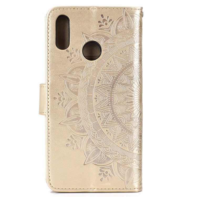 Imprinted Mandala Pattern Wallet Leather Mobile Casing for Huawei Honor 8X / Honor View 10 Lite - Gold