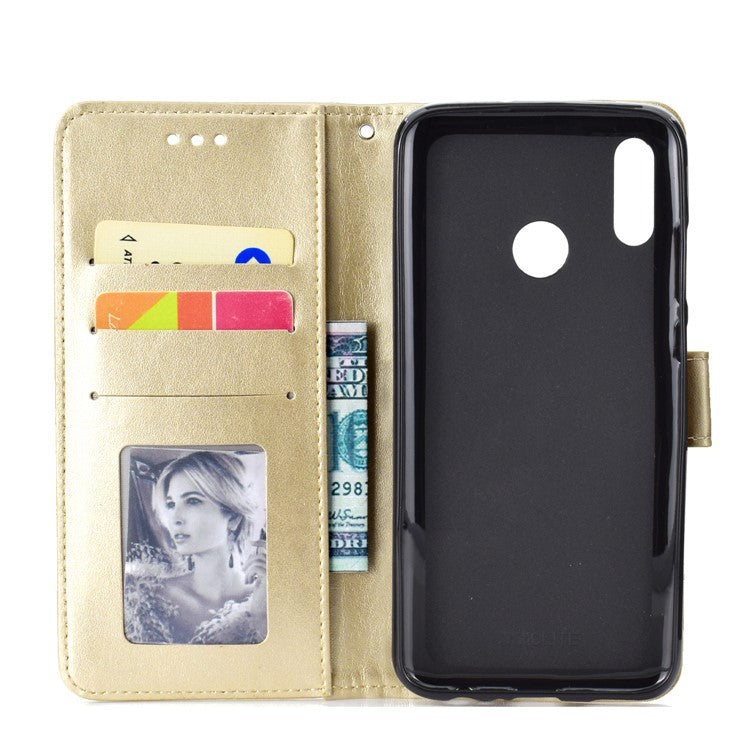 Imprinted Mandala Pattern Wallet Leather Mobile Casing for Huawei Honor 8X / Honor View 10 Lite - Gold