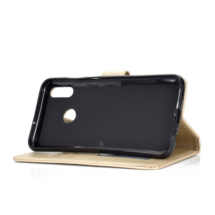 Imprinted Mandala Pattern Wallet Leather Mobile Casing for Huawei Honor 8X / Honor View 10 Lite - Gold