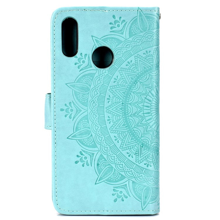 Imprinted Mandala Pattern Wallet Leather Mobile Phone Case for Huawei Honor 8X / Honor View 10 Lite - Cyan