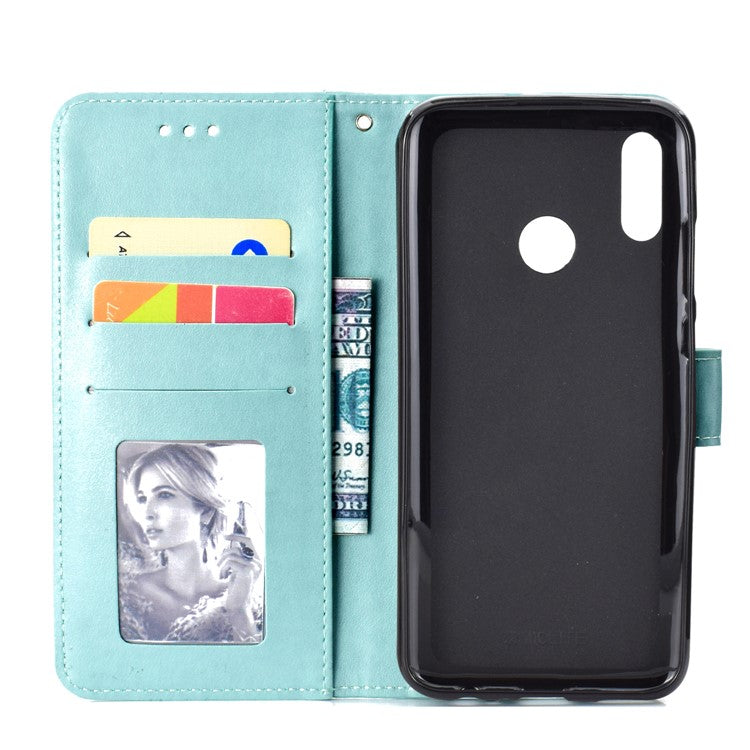 Imprinted Mandala Pattern Wallet Leather Mobile Phone Case for Huawei Honor 8X / Honor View 10 Lite - Cyan
