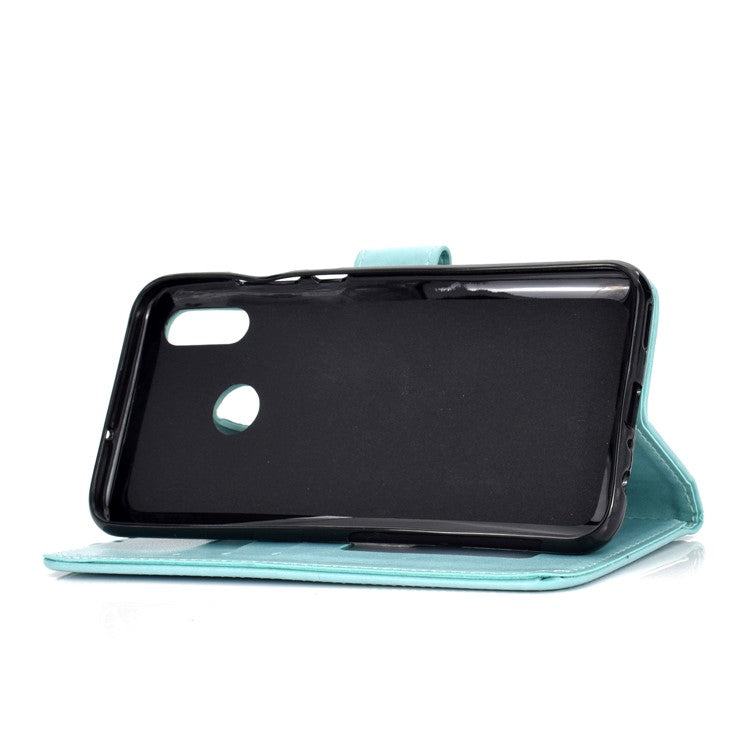 Imprinted Mandala Pattern Wallet Leather Mobile Phone Case for Huawei Honor 8X / Honor View 10 Lite - Cyan