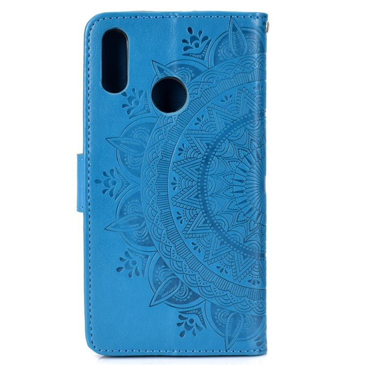 Imprinted Mandala Pattern Wallet Leather Cell Phone Case for Huawei Honor 8X / Honor View 10 Lite - Blue