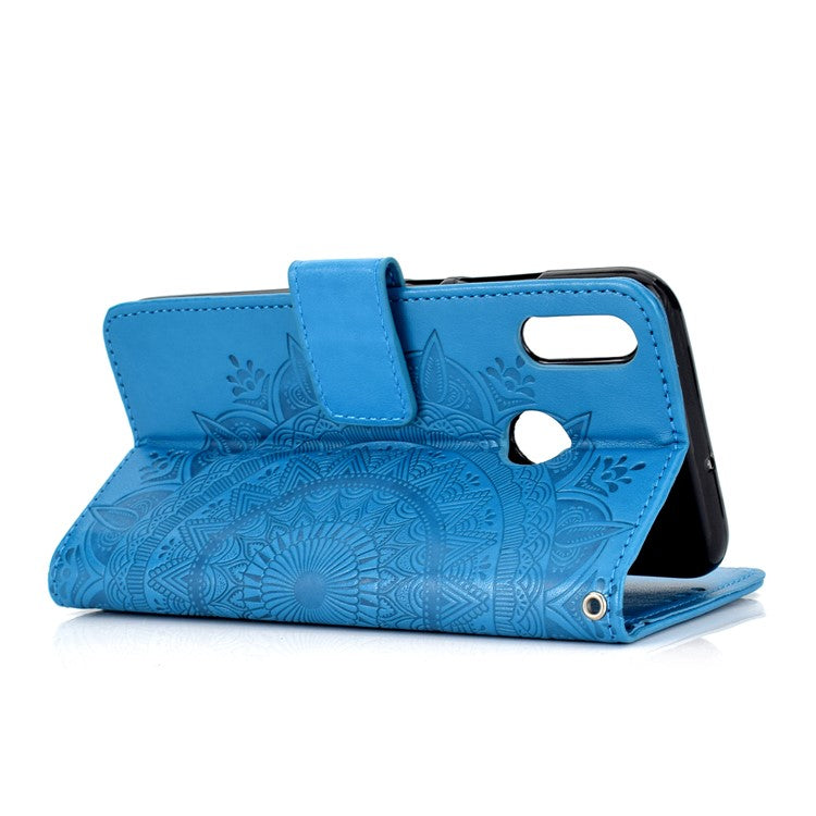 Imprinted Mandala Pattern Wallet Leather Cell Phone Case for Huawei Honor 8X / Honor View 10 Lite - Blue