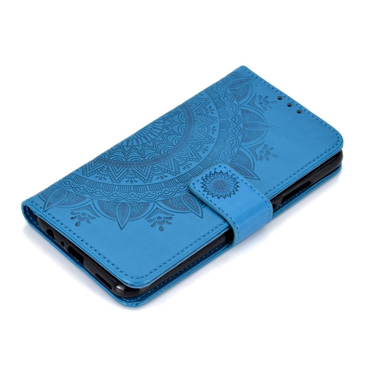Imprinted Mandala Pattern Wallet Leather Cell Phone Case for Huawei Honor 8X / Honor View 10 Lite - Blue