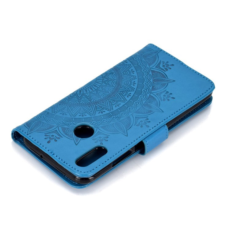Imprinted Mandala Pattern Wallet Leather Cell Phone Case for Huawei Honor 8X / Honor View 10 Lite - Blue