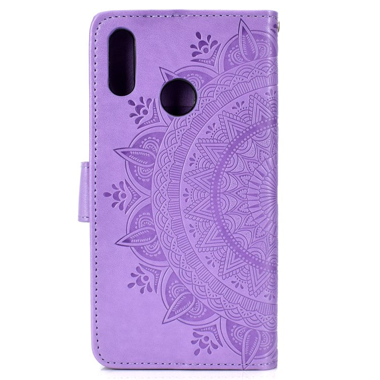 Imprinted Mandala Pattern Wallet Leather Protective Case for Huawei Honor 8X / Honor View 10 Lite - Purple