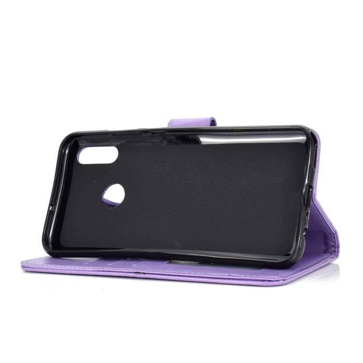 Imprinted Mandala Pattern Wallet Leather Protective Case for Huawei Honor 8X / Honor View 10 Lite - Purple